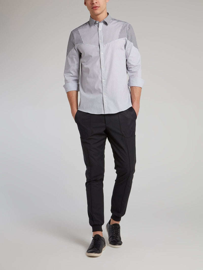 Grey Multi-Stripe Button Up Shirt