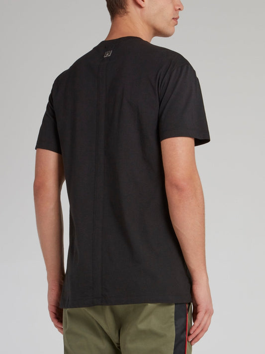 Black Perforated Panel T-Shirt