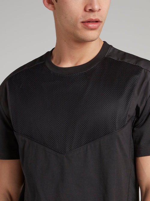 Black Perforated Panel T-Shirt