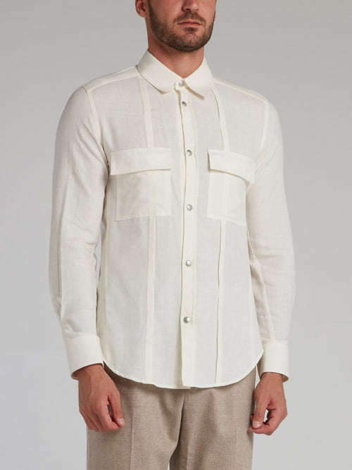 White Button Up Cargo Shirt