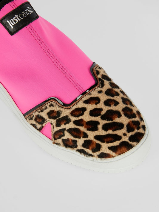 Leopard Panel Slip On Sneakers