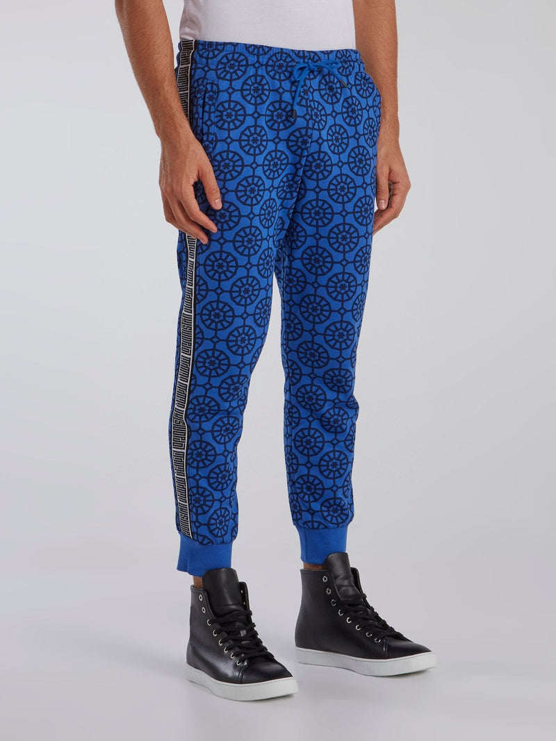 Blue Mosaic Print Track Pants