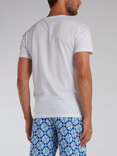 White Mosaic Camel Print T-Shirt