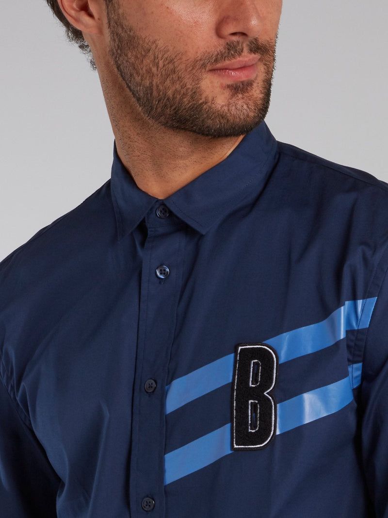 Navy Monogram Appliquéd Shirt