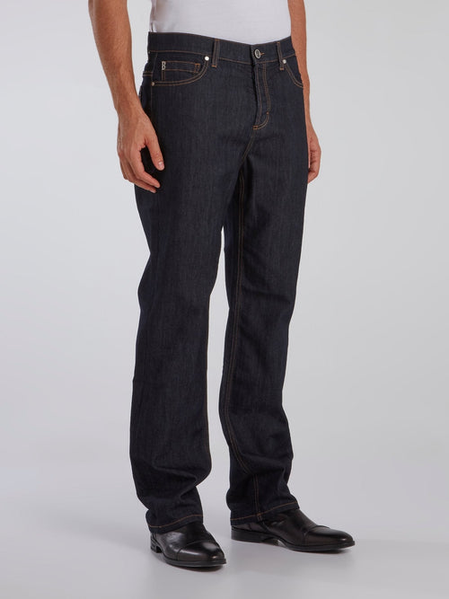 Navy Denim Baggy Pants