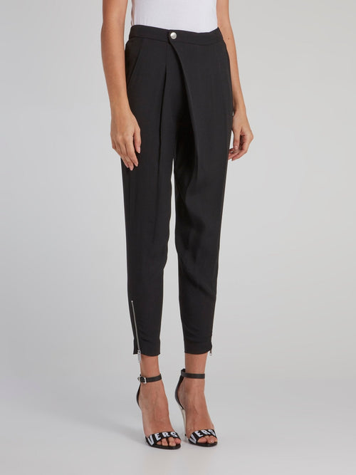 Black Asymmetric Tapered Pants