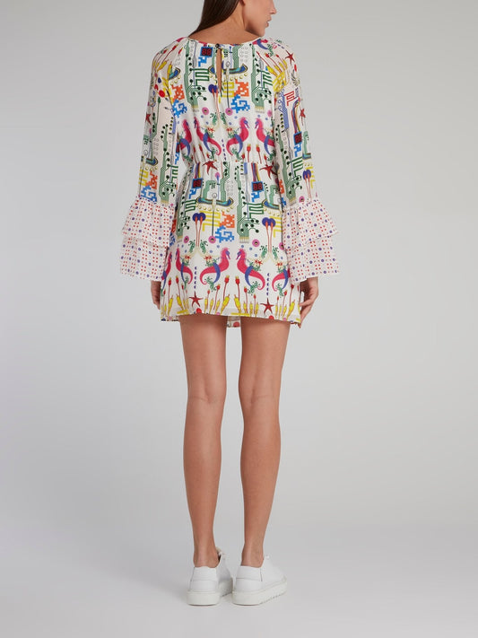 Nora Bell Sleeve Printed Mini Dress