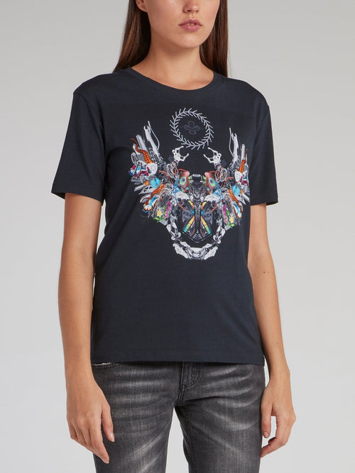 Lorraine Navy Abstract T-Shirt