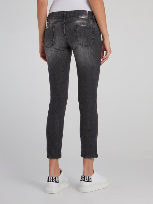 Stone Washed Capri Jeans