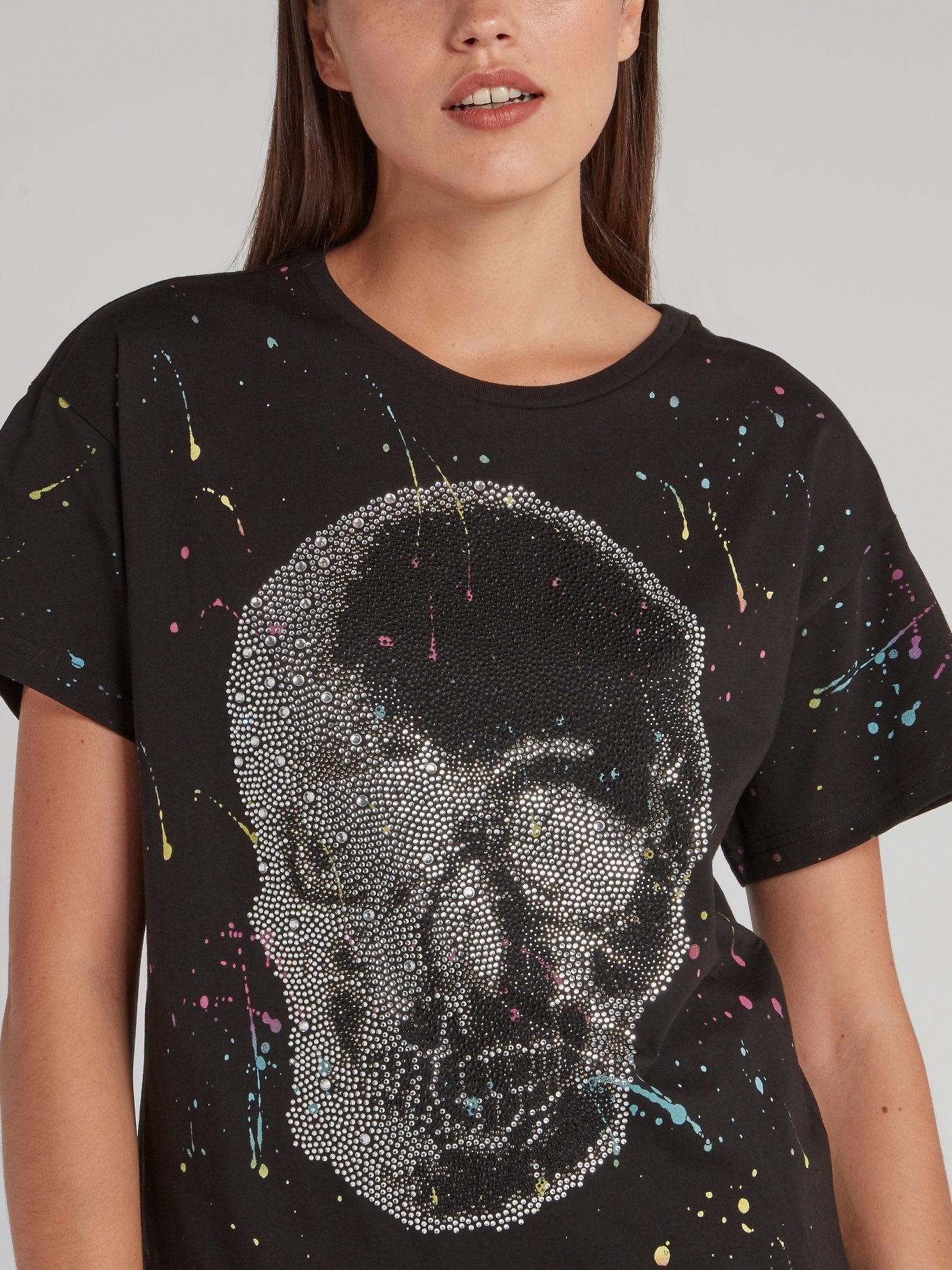 Black Paint Splatter Skull T-Shirt