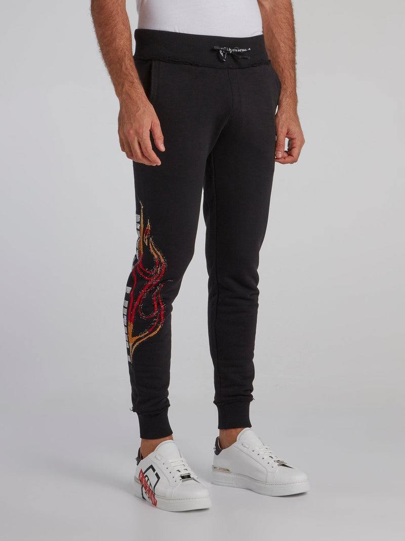 Black Studded Logo Jogging Trousers