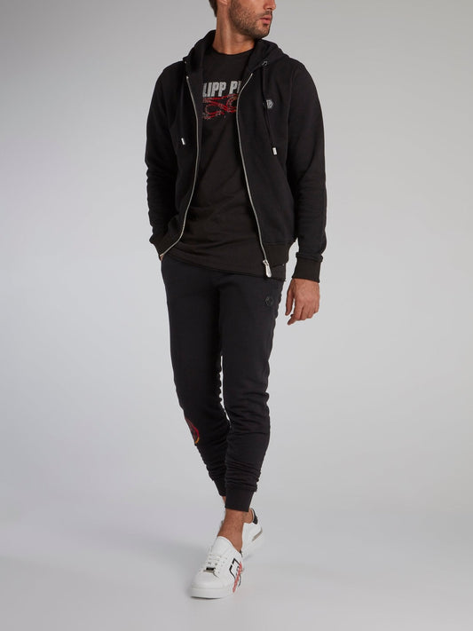 Black Studded Logo Jogging Trousers