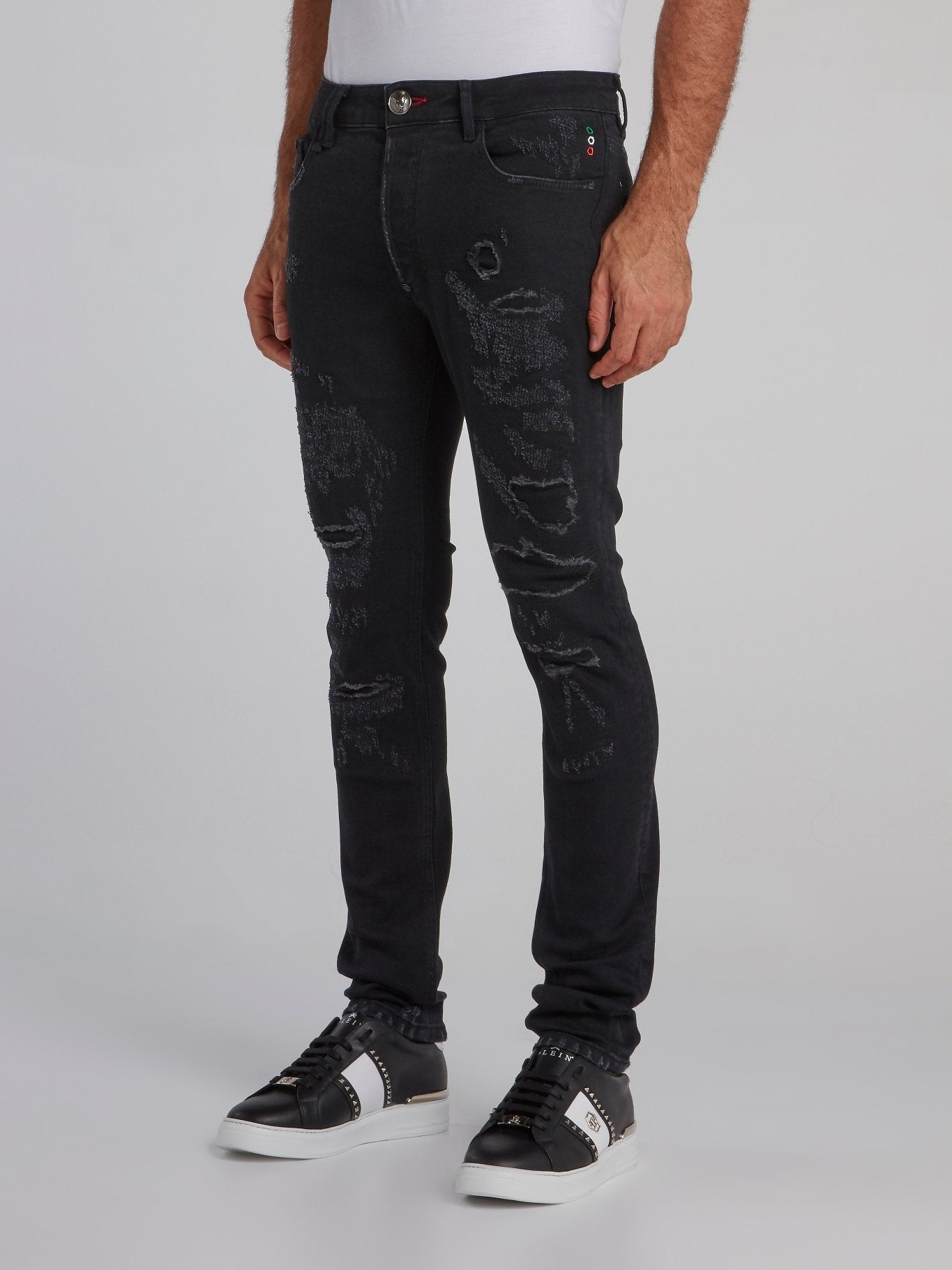 Black Tattered Slim Fit Jeans