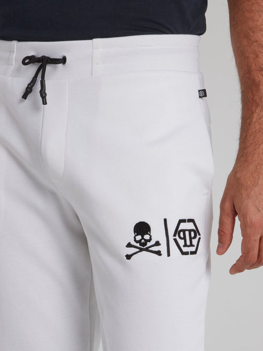 White Monogram Skull Jogging Trousers