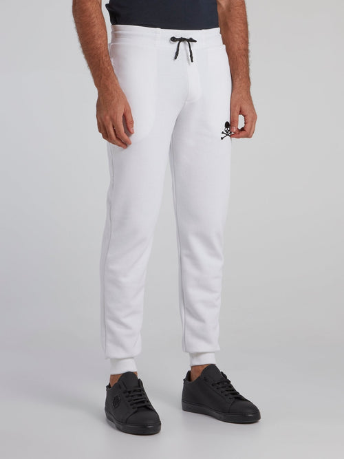 White Monogram Skull Jogging Trousers