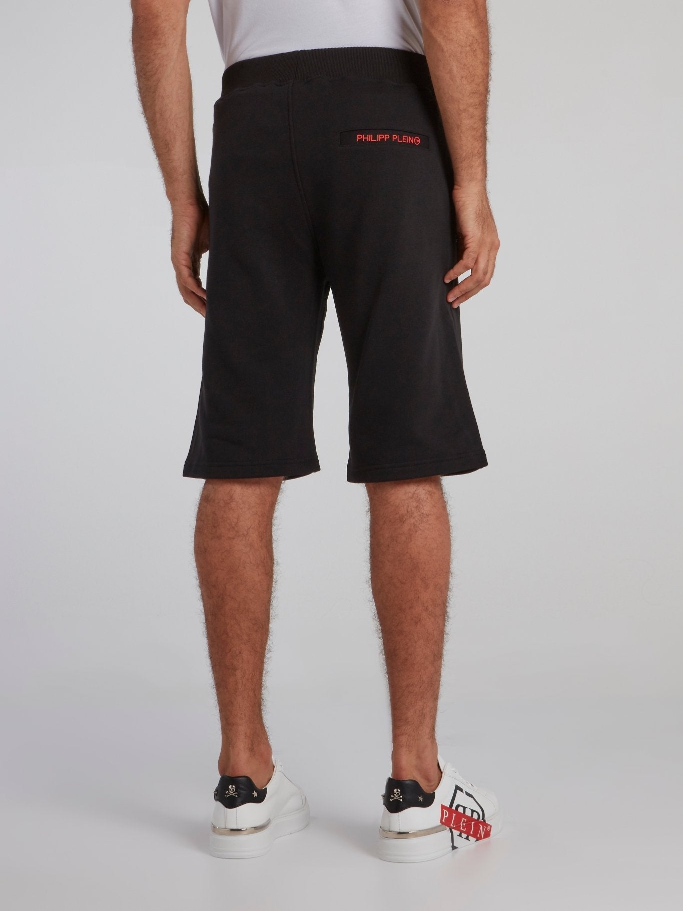 Black Appliquéd Knee Length Shorts