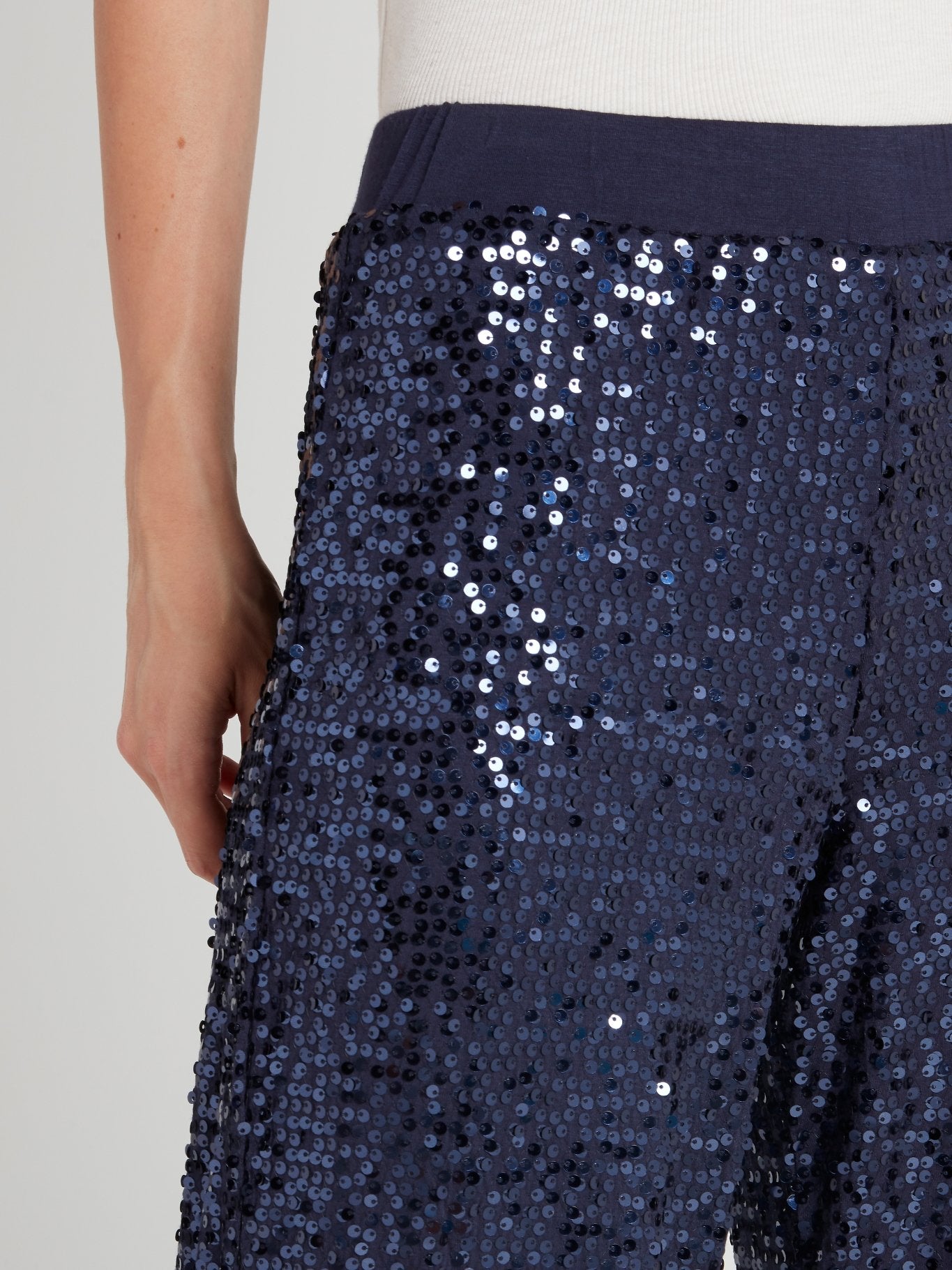 Navy Sequin Wide Leg Pants