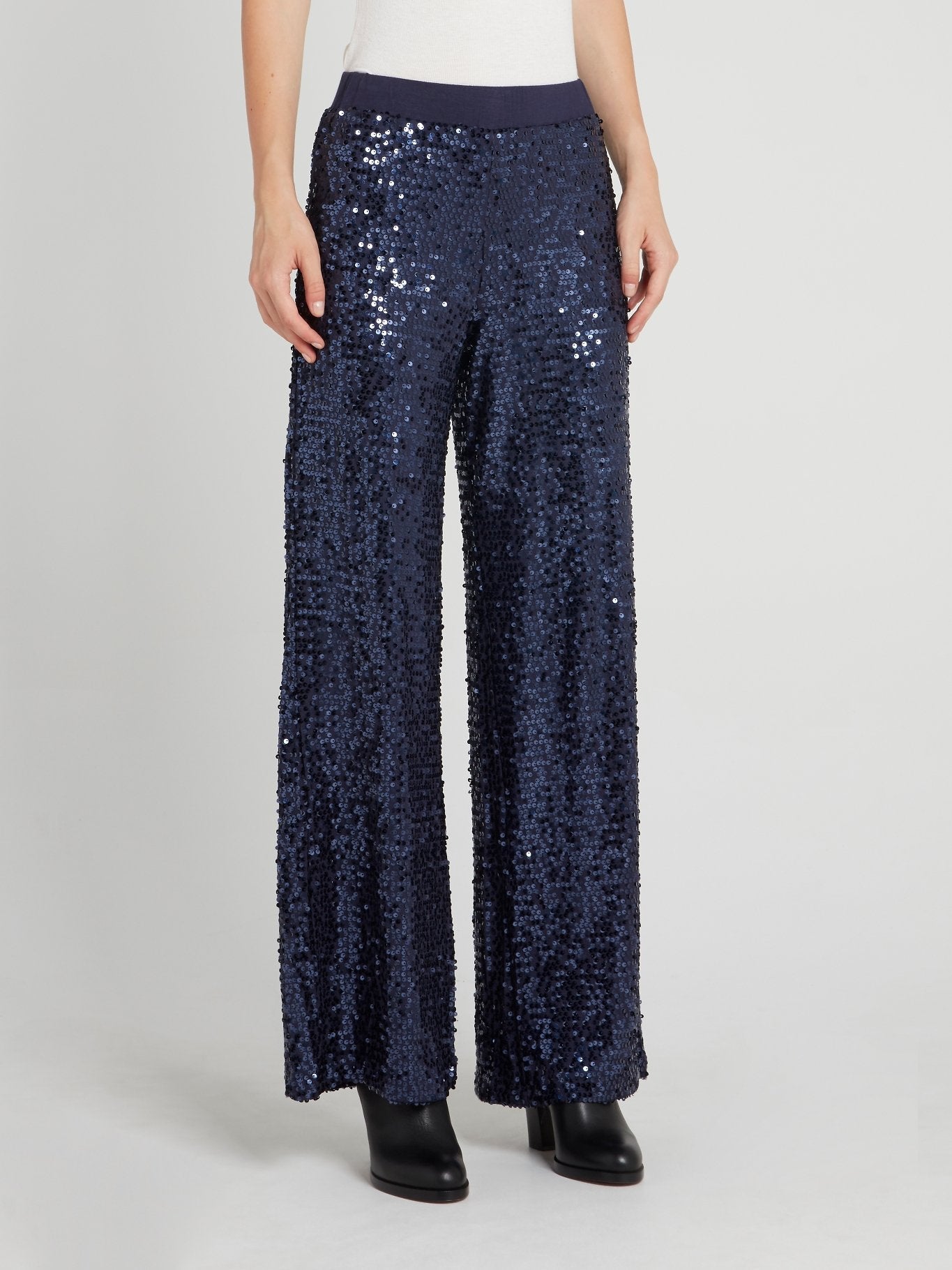 Navy Sequin Wide Leg Pants