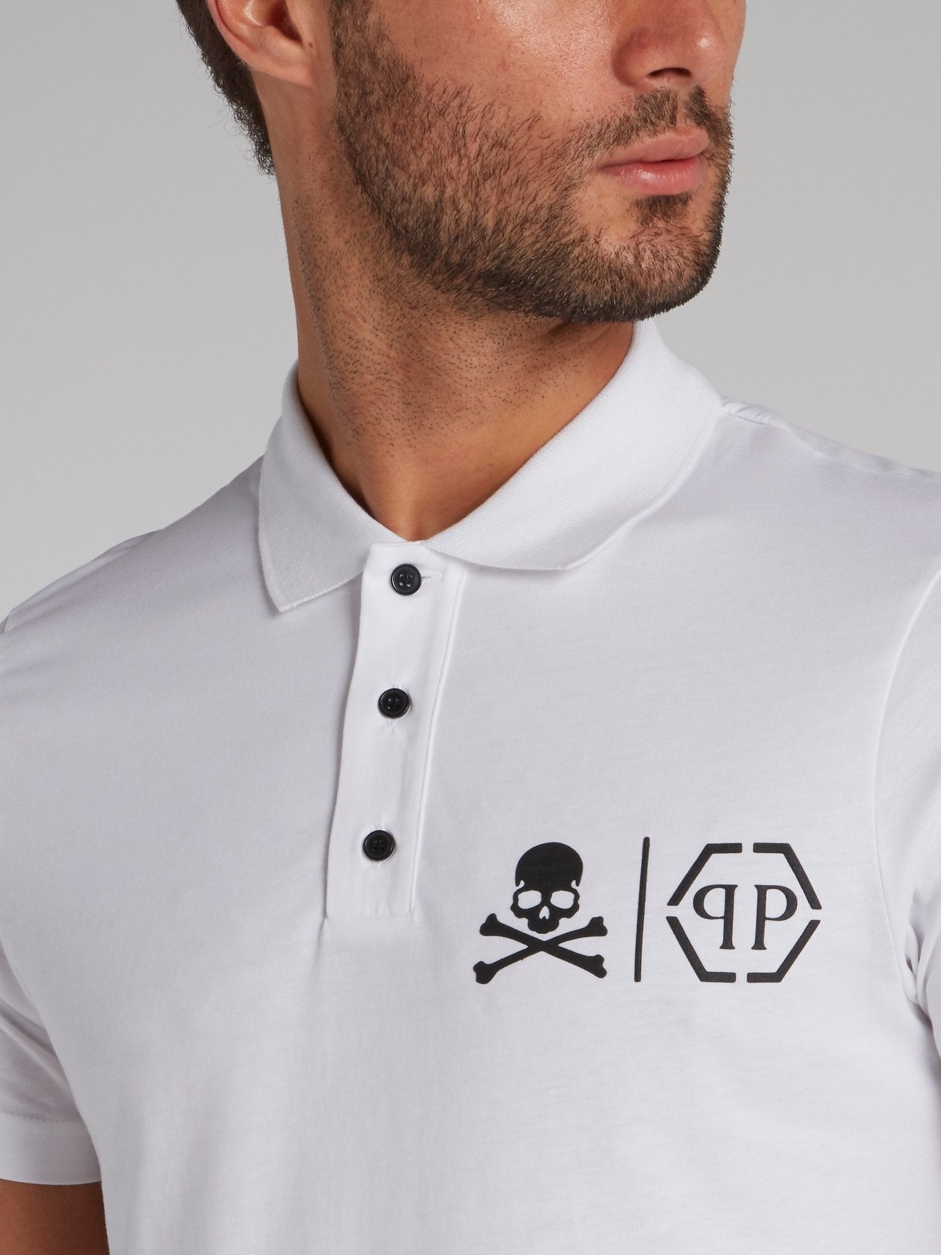 White Skull Monogram Polo Shirt