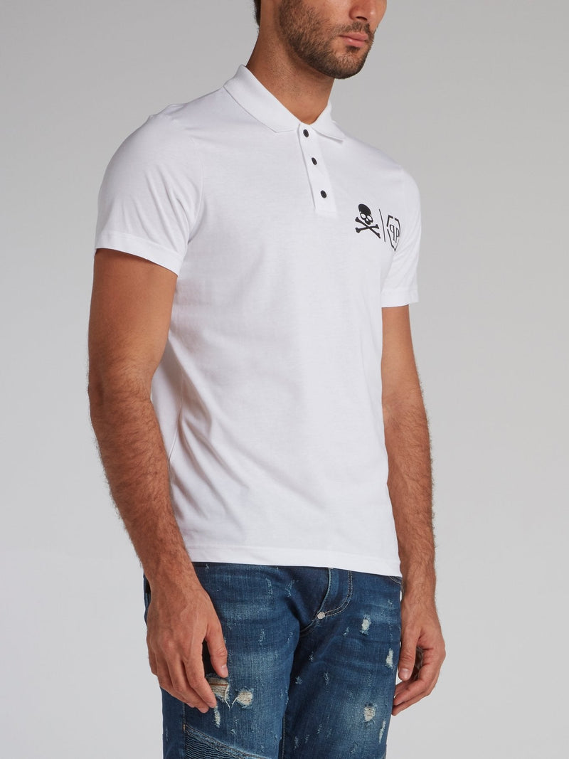 White Skull Monogram Polo Shirt