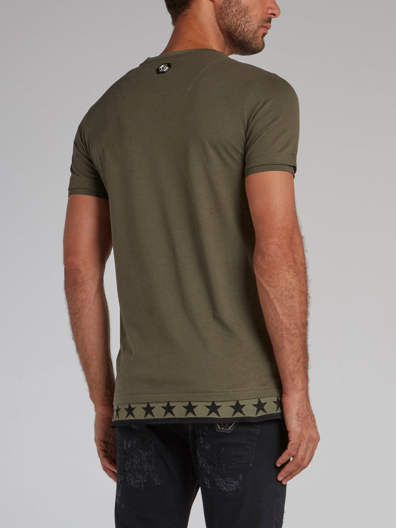 Olive Rubber Print Statement T-Shirt