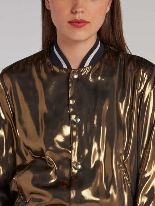 Gold Metallic Bomber Jacket