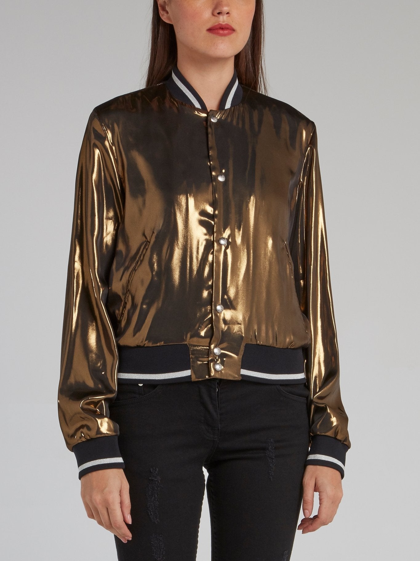 Gold Metallic Bomber Jacket