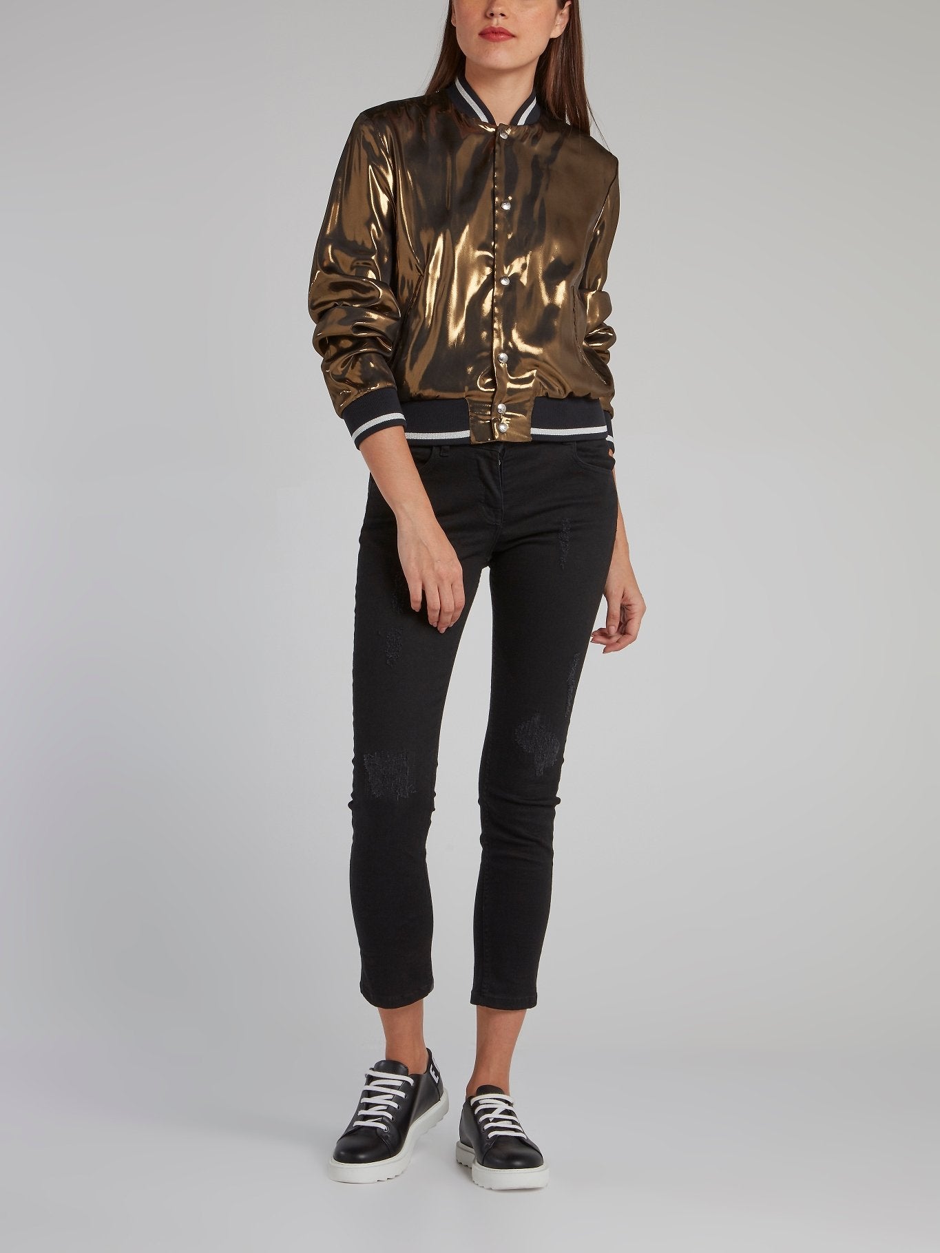 Gold Metallic Bomber Jacket