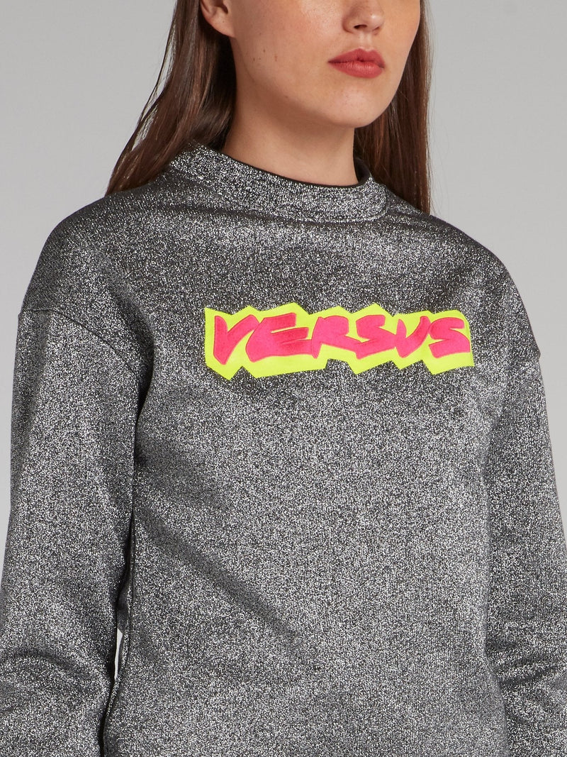 Metallic Logo Patch Fleece Top