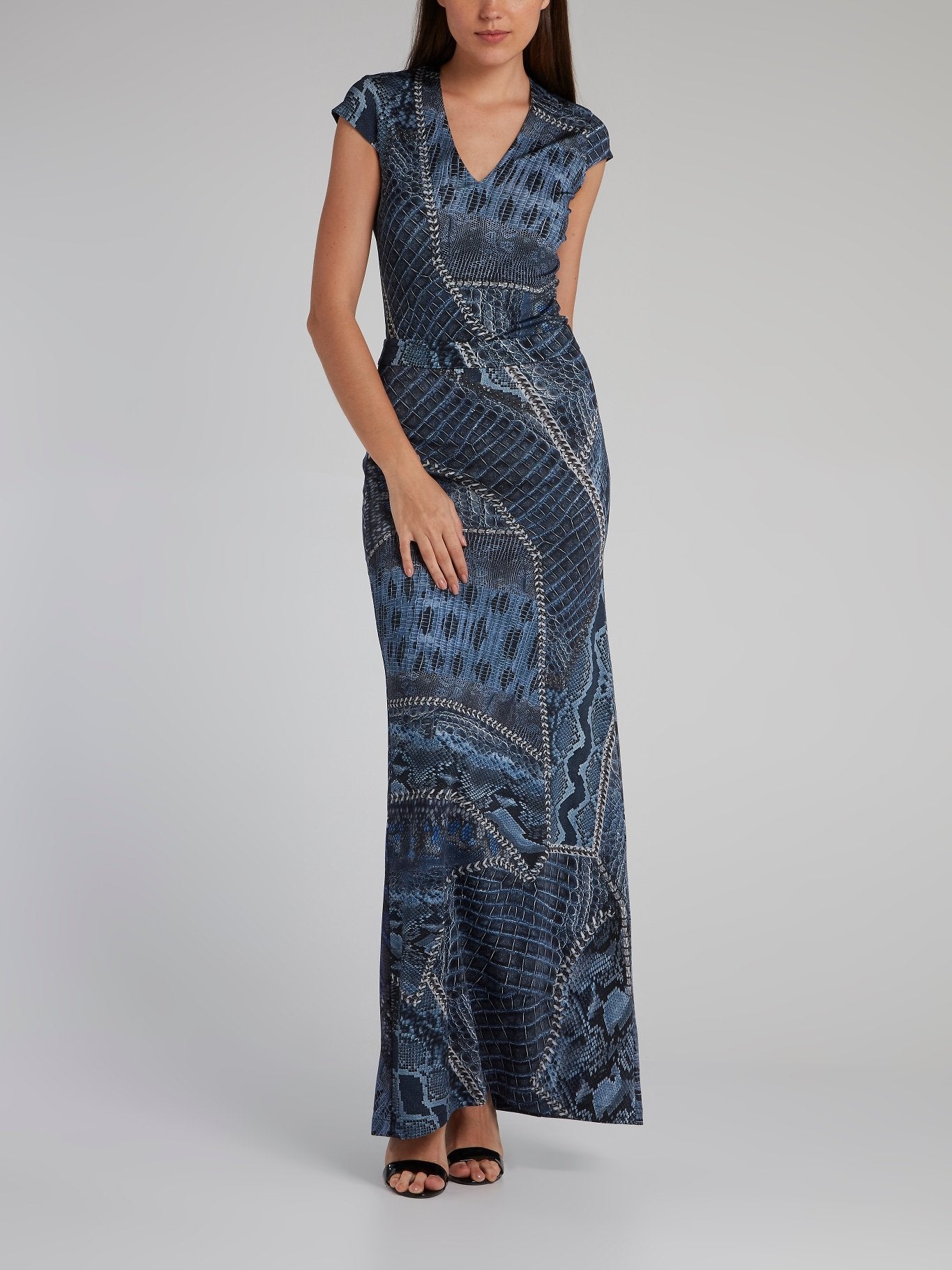 Snake Print Column Maxi Skirt