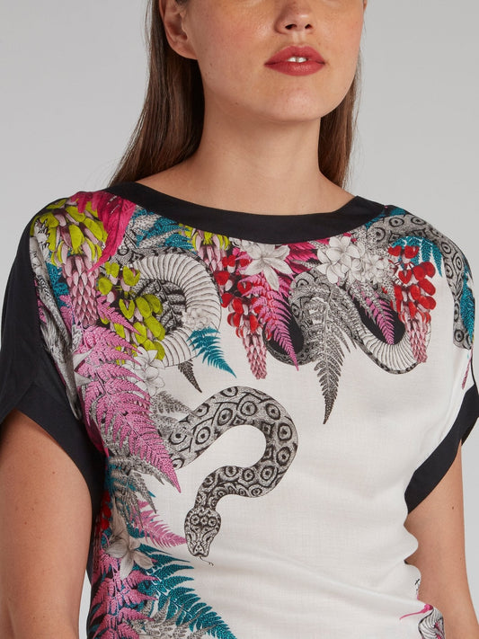 Flora and Fauna Print Crewneck Top