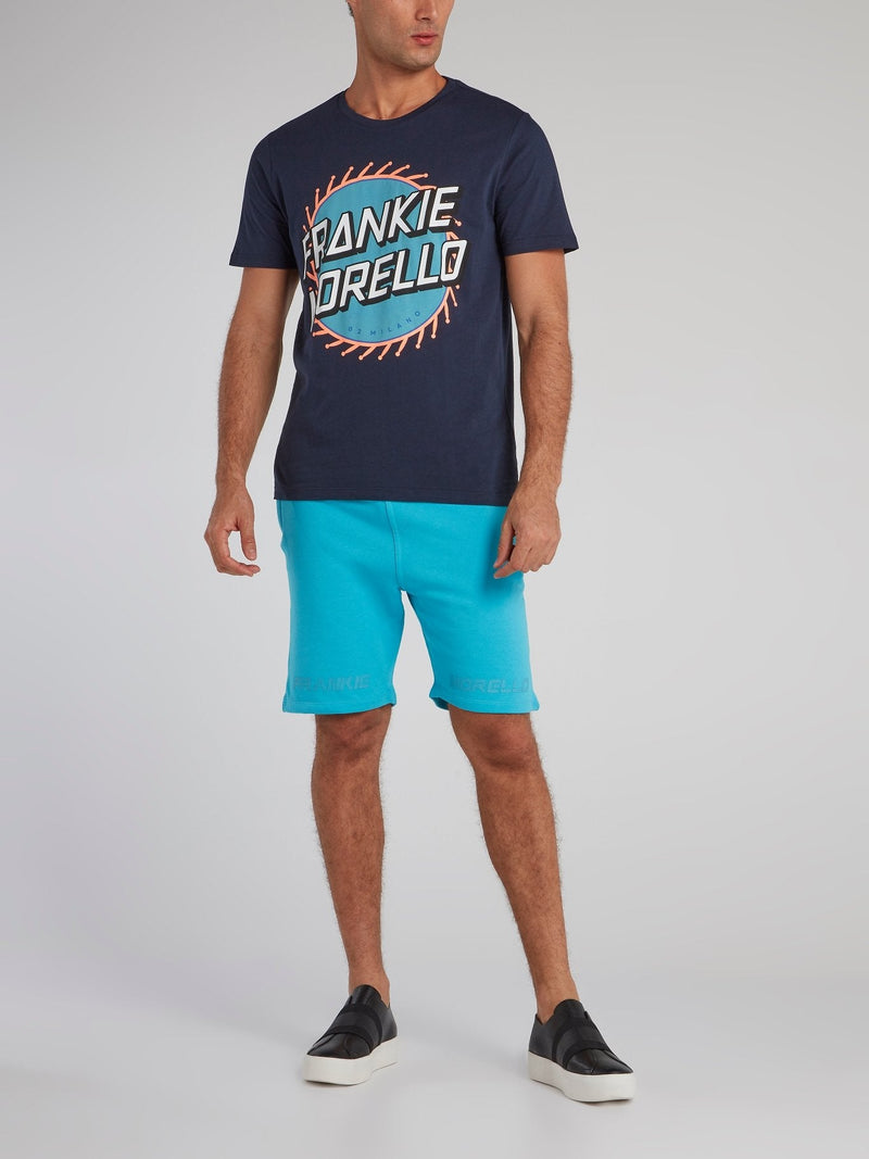 Isaac Blue Logo Hem Shorts