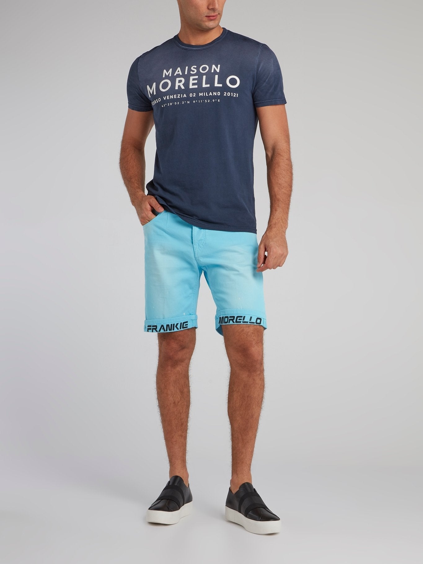 Andronico Blue Paint Splatter Shorts