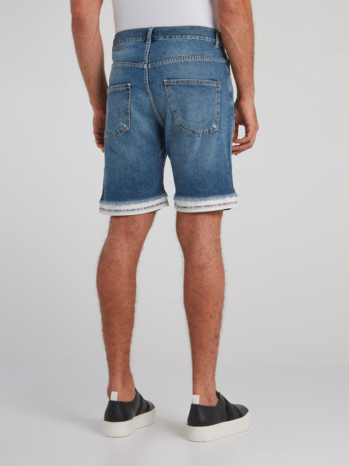 Eleuterio Blue Logo Hem Shorts