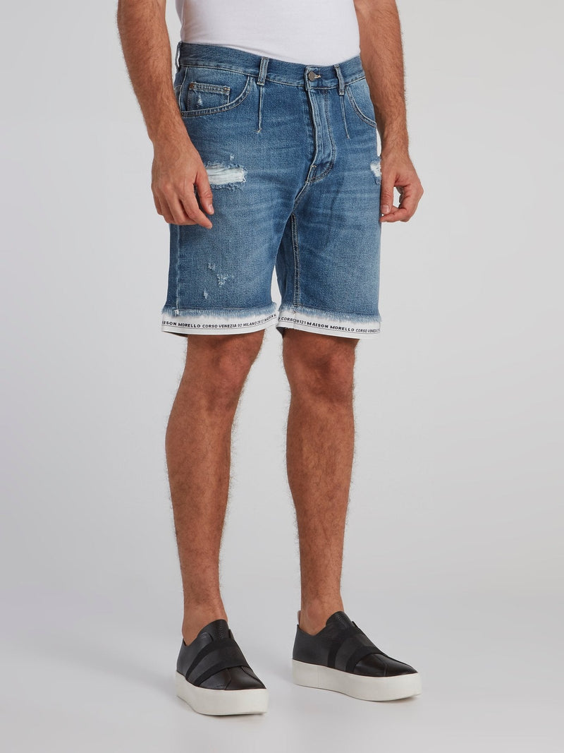 Eleuterio Blue Logo Hem Shorts