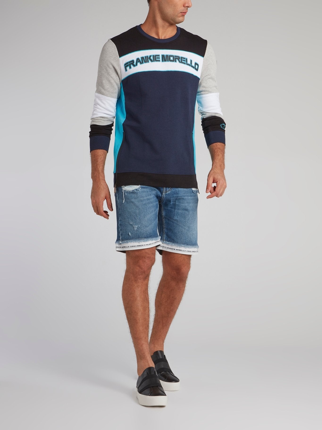 Eleuterio Blue Logo Hem Shorts