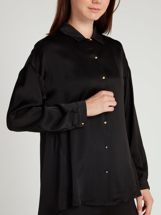 Black Button Up Viscose Shirt