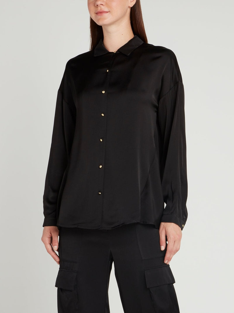 Black Button Up Viscose Shirt