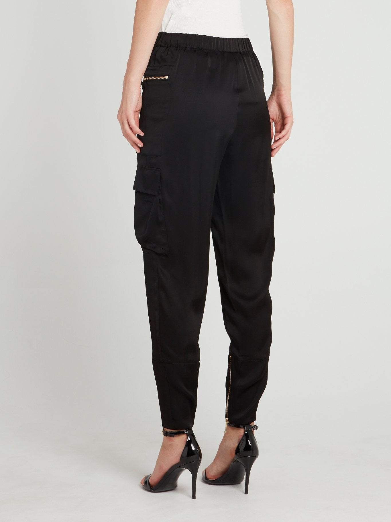 Black Tie Front Cargo Pants