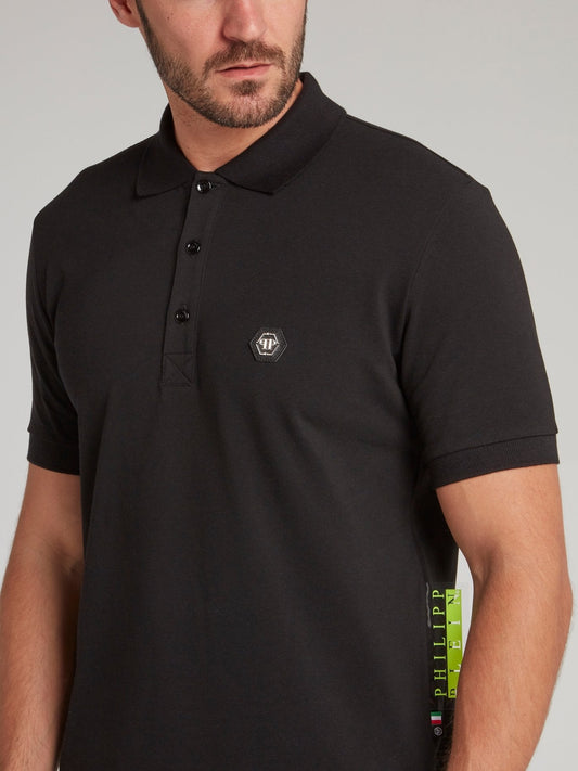 Black Rear Multi-Stud Skull Polo Shirt