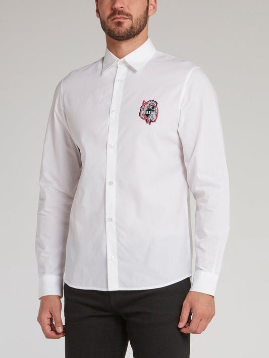 White Appliquéd Logo Shirt