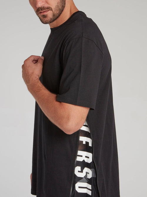 Black Side Zip Logo T-Shirt