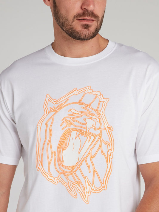 White Lion Head Print T-Shirt