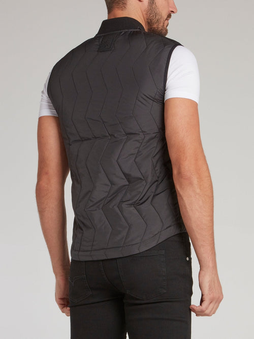 Black Zip Up Quilted Gilet