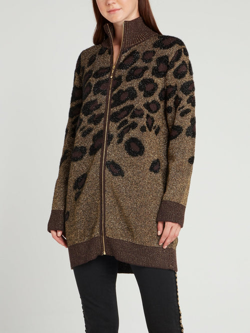 Leopard Print Glitter Fabric Pullover