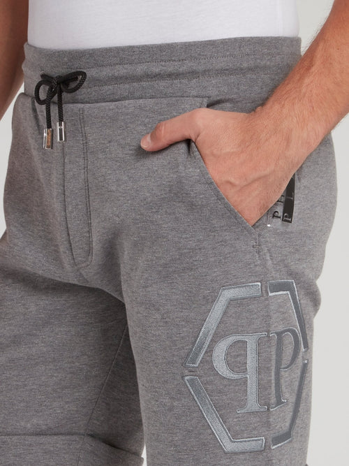 Grey Folded Hem Jogging Shorts