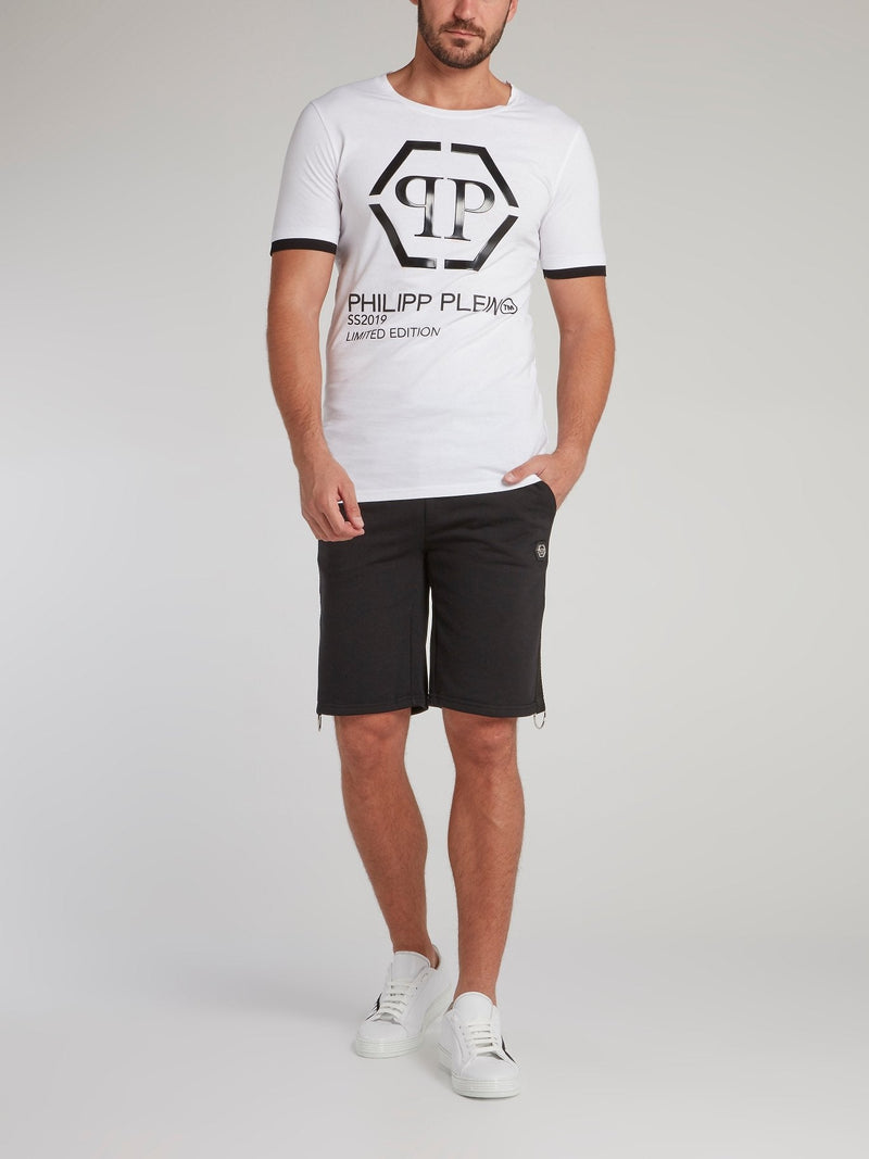 White Tape Trim Monogram T-Shirt