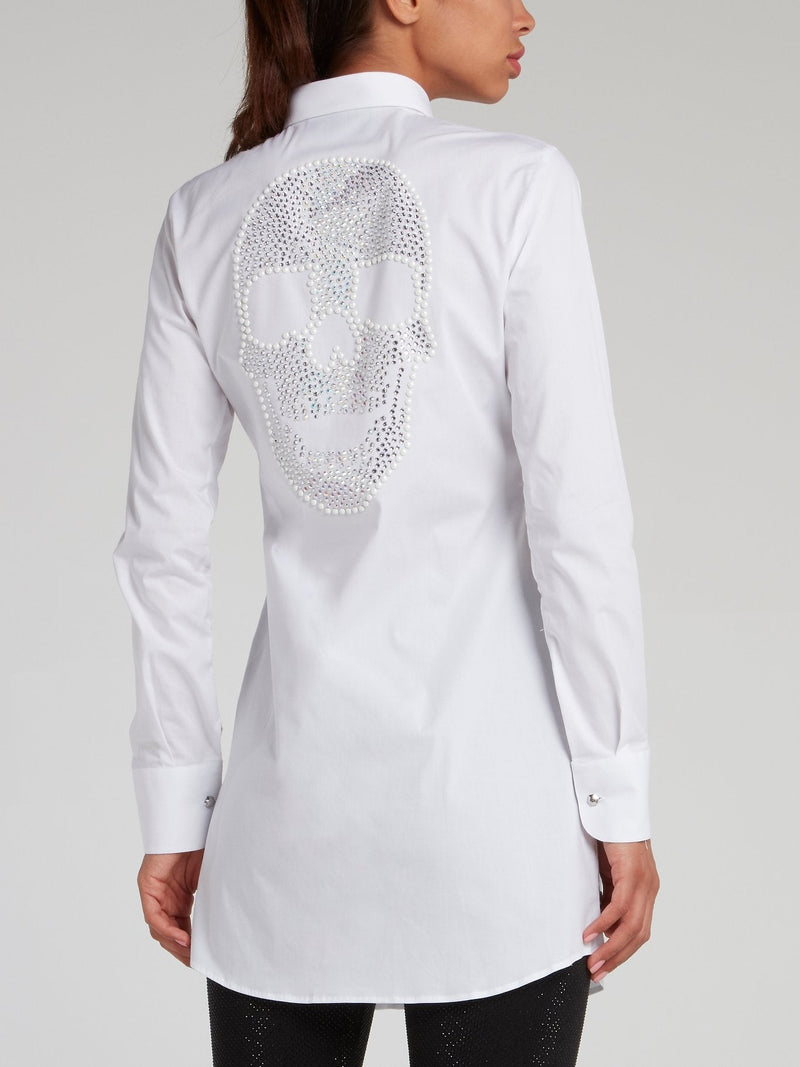 White Rear Multi-Stud Skull Shirt