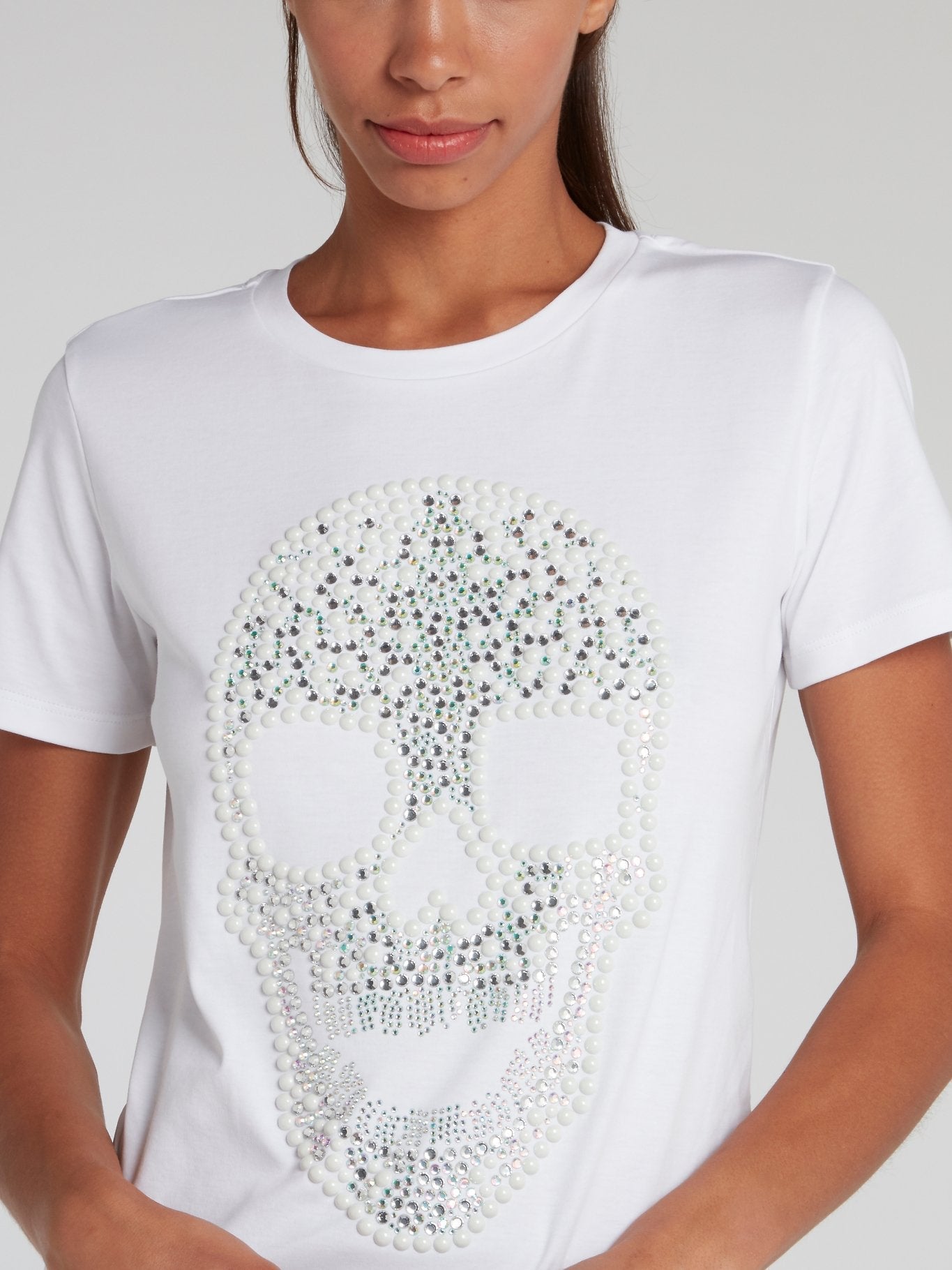 White Multi-Stud Skull T-Shirt