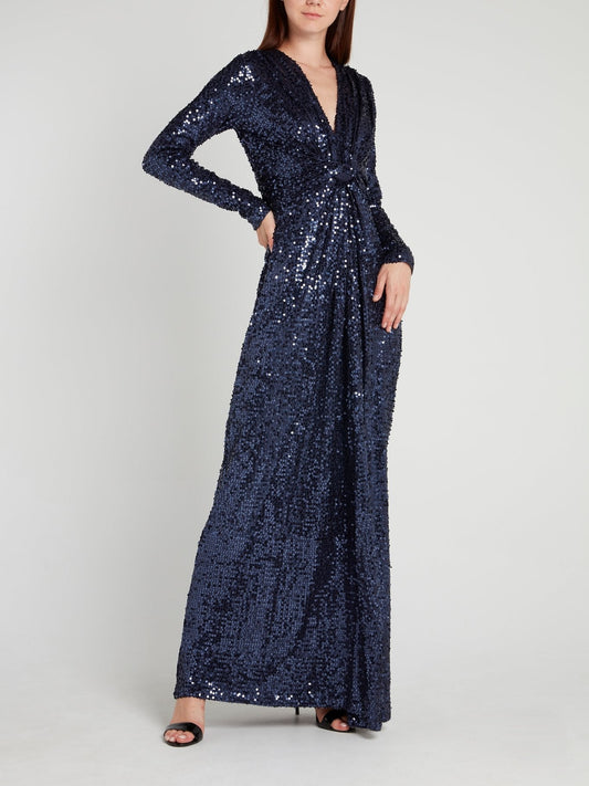 Navy Sequin Maxi Dress